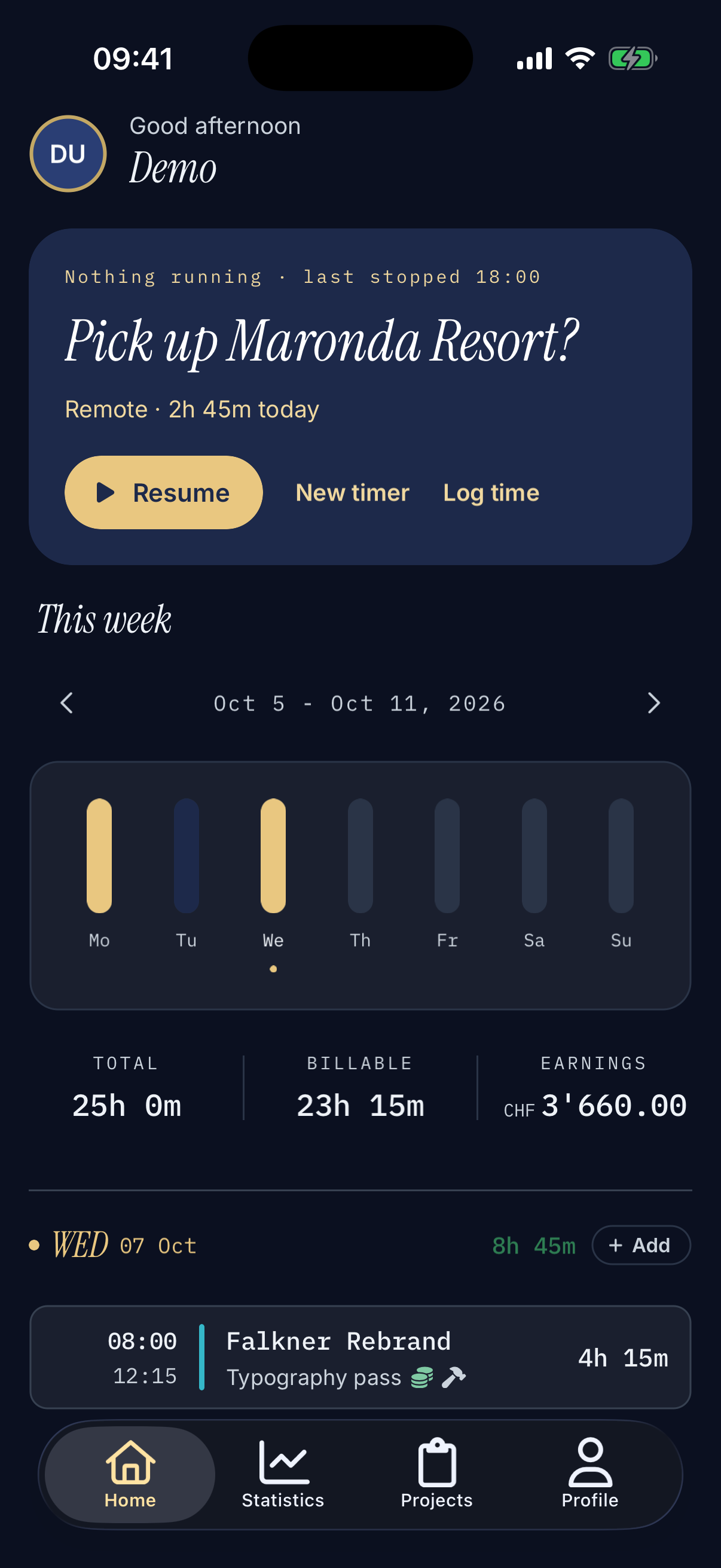 The guguus dashboard in dark mode